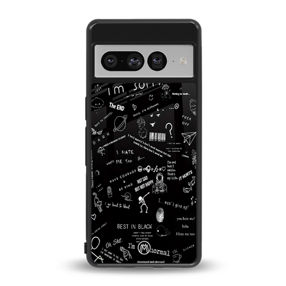 minimalistic black aesthetic collage back phone cover | glass case for google pixel 7 pro