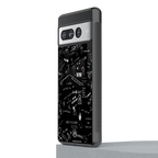 minimalistic black aesthetic collage back phone cover | glass case for google pixel 7 pro