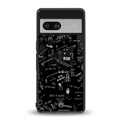 minimalistic black aesthetic collage back phone cover | glass case for Google Pixel 7