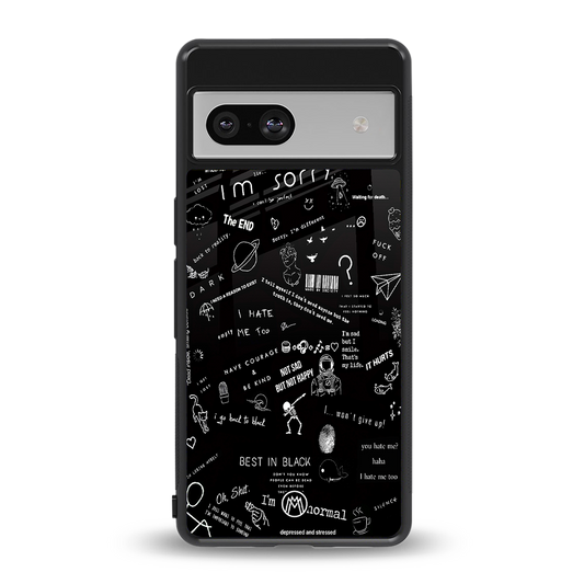 minimalistic black aesthetic collage back phone cover | glass case for Google Pixel 7A