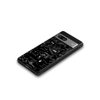 minimalistic black aesthetic collage back phone cover | glass case for Google Pixel 7A