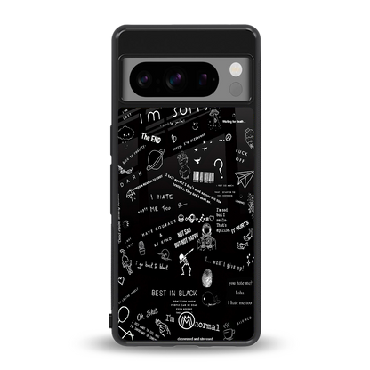 minimalistic black aesthetic collage back phone cover | glass case for google pixel 8 pro