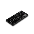 minimalistic black aesthetic collage back phone cover | glass case for google pixel 8 pro