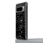 minimalistic black aesthetic collage back phone cover | glass case for google pixel 8 pro