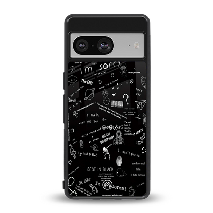 minimalistic black aesthetic collage back phone cover | glass case for Google Pixel 8