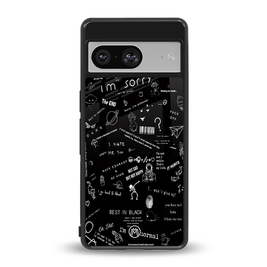minimalistic black aesthetic collage back phone cover | glass case for Google Pixel 8
