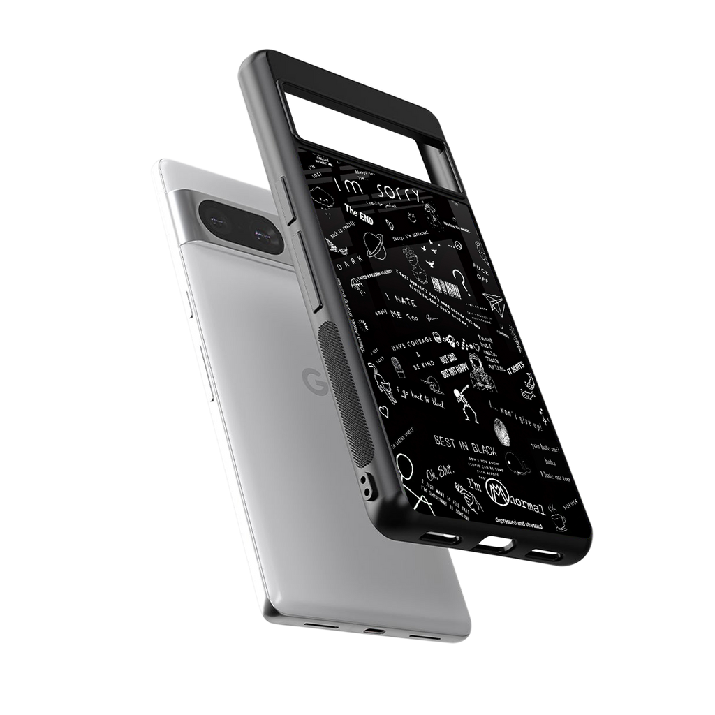 minimalistic black aesthetic collage back phone cover | glass case for Google Pixel 8