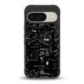 minimalistic black aesthetic collage back phone cover | glass case for google pixel 9