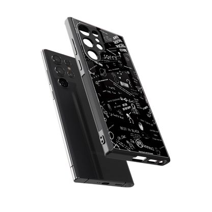 minimalistic black aesthetic collage back phone cover | glass case for samsung galaxy s23 ultra