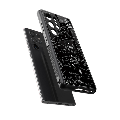 minimalistic black aesthetic collage back phone cover | glass case for samsung galaxy s25 ultra