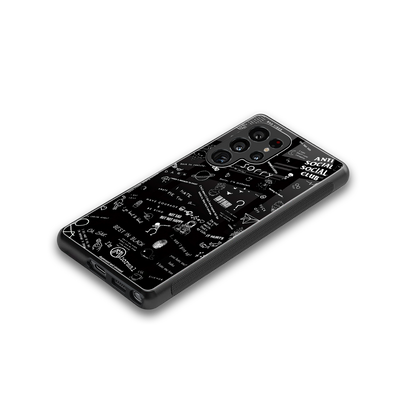 minimalistic black aesthetic collage back phone cover | glass case for samsung galaxy s25 ultra