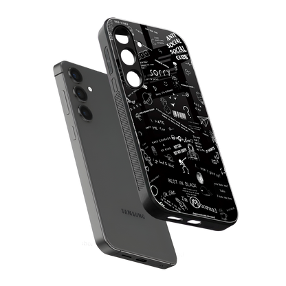 minimalistic black aesthetic collage back phone cover | glass case for samsung galaxy s24 plus