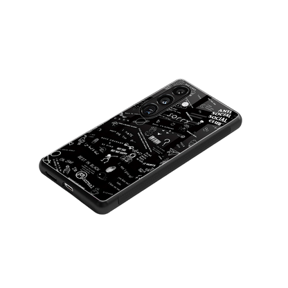 minimalistic black aesthetic collage back phone cover | glass case for samsung galaxy s24 fe