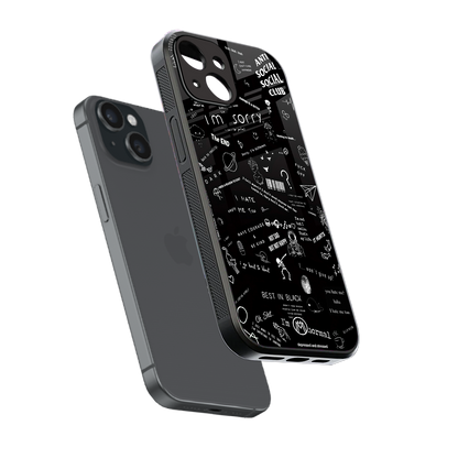 minimalistic black aesthetic collage back phone cover | glass case for iphone 14