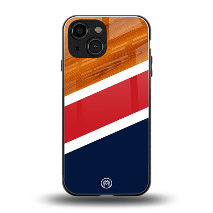 minimalistic wooden pattern back phone cover | glass case for iphone 13 mini