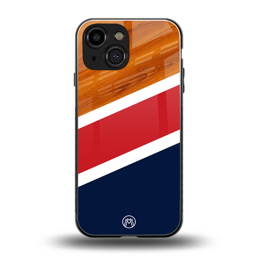 minimalistic wooden pattern back phone cover | glass case for iphone 13 mini