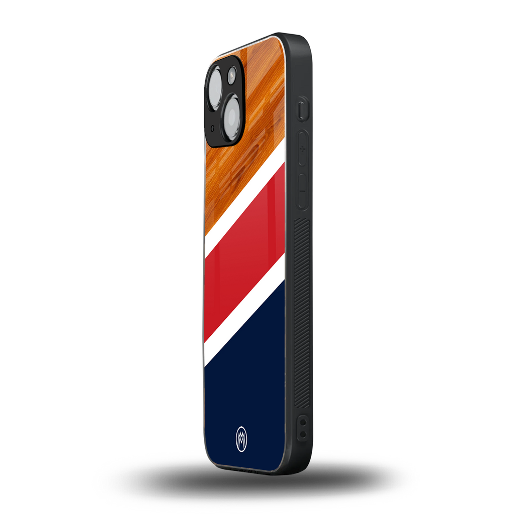 minimalistic wooden pattern back phone cover | glass case for iphone 13 mini