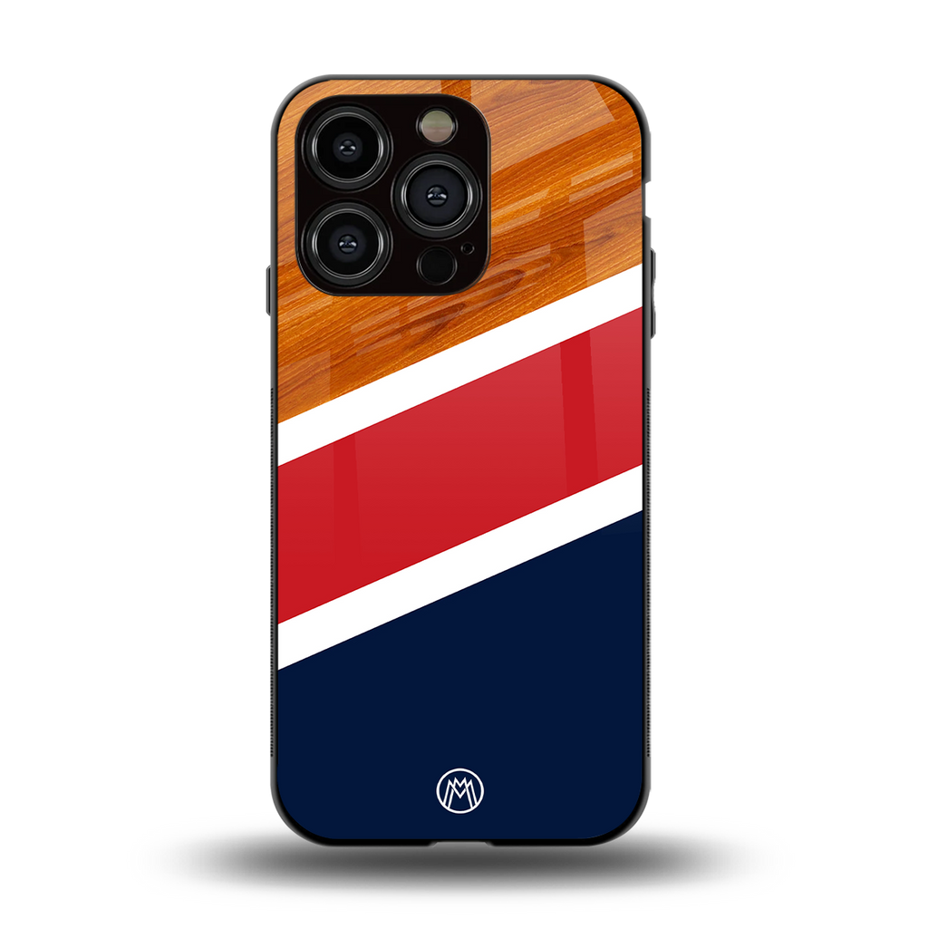 minimalistic wooden pattern back phone cover | glass case for iphone 13 pro