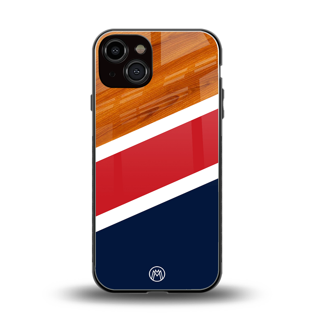 minimalistic wooden pattern back phone cover | glass case for iphone 13
