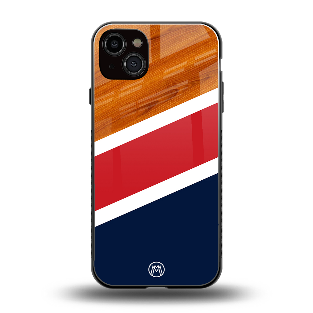 minimalistic wooden pattern back phone cover | glass case for iphone 15 plus