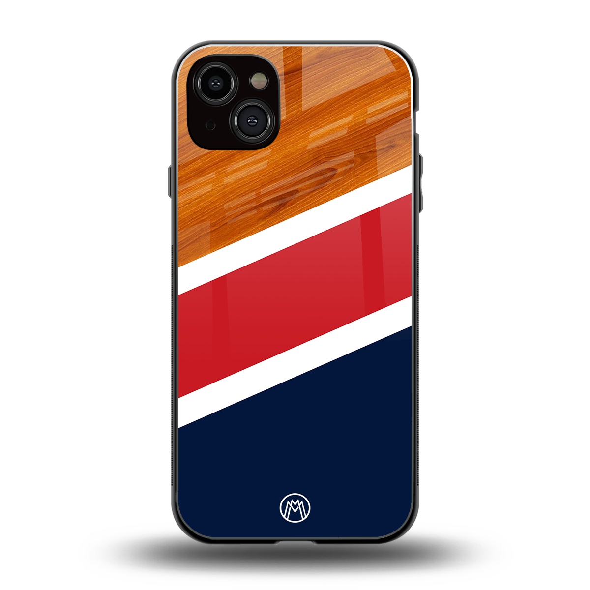 minimalistic wooden pattern back phone cover | glass case for iphone 15 plus