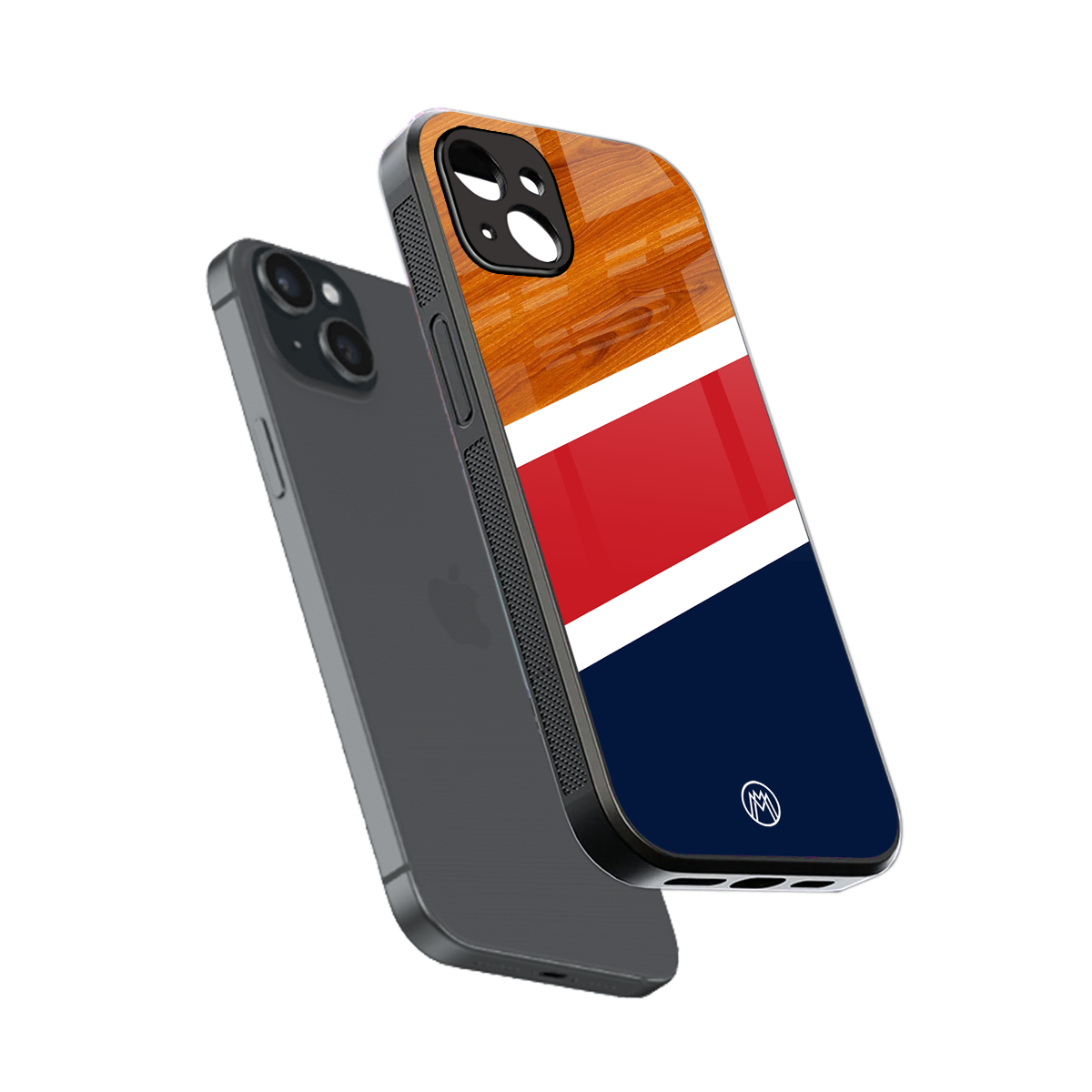 minimalistic wooden pattern back phone cover | glass case for iphone 15 plus