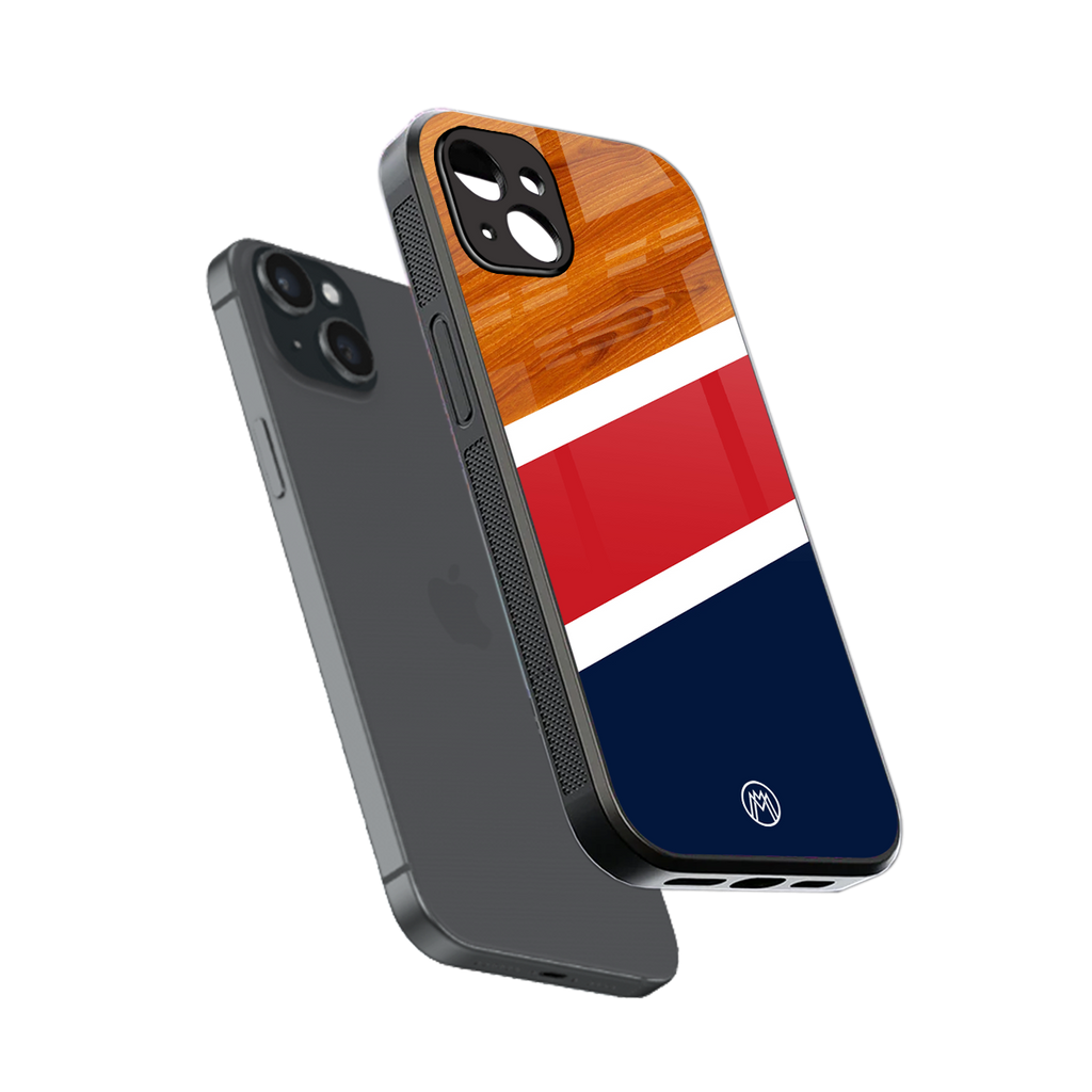minimalistic wooden pattern back phone cover | glass case for iphone 14 plus