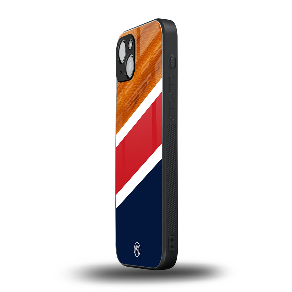 minimalistic wooden pattern back phone cover | glass case for iphone 14 plus