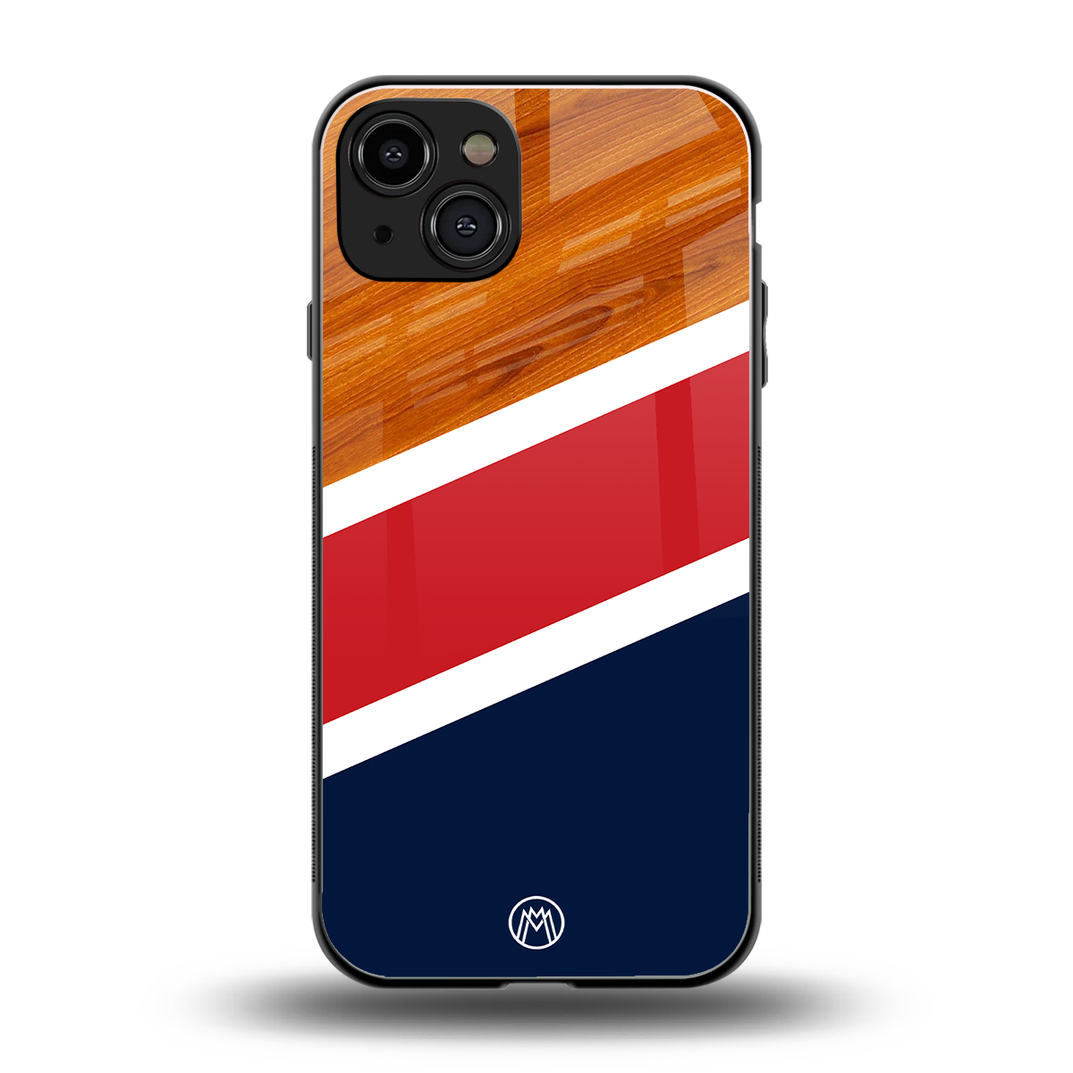 minimalistic wooden pattern back phone cover | glass case for iphone 15