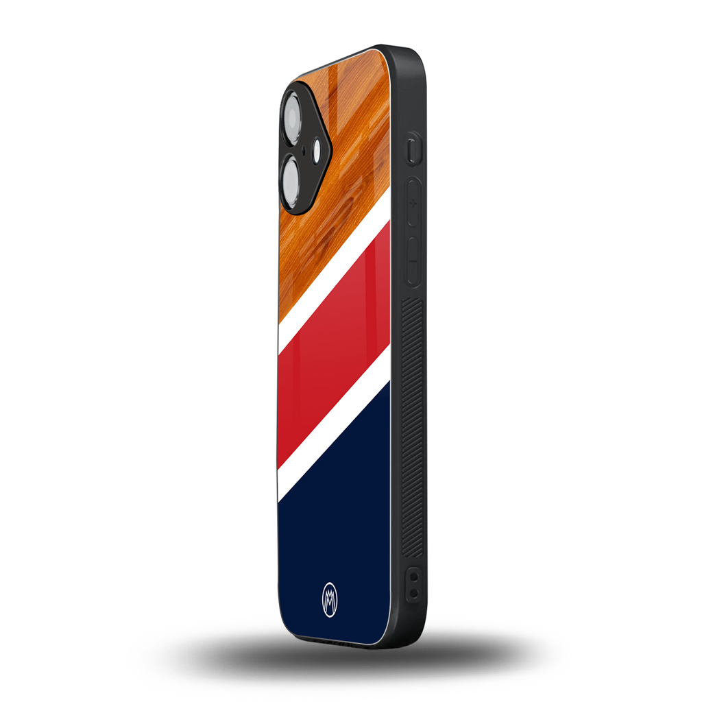 minimalistic wooden pattern back phone cover | glass case for iphone 16 plus