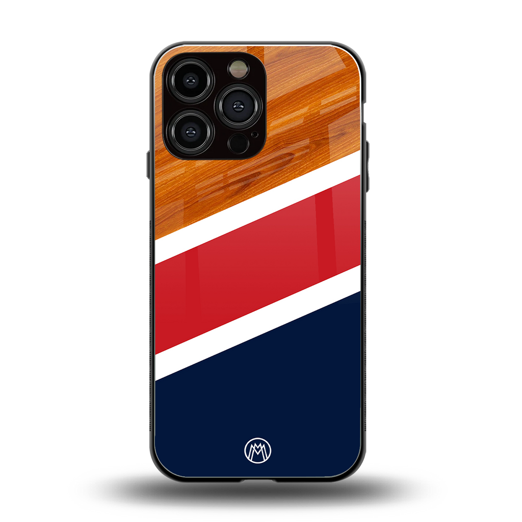 minimalistic wooden pattern back phone cover | glass case for iphone 16 pro max