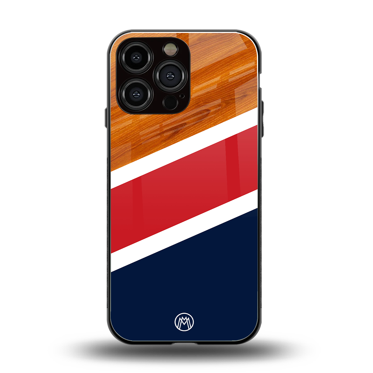 minimalistic wooden pattern back phone cover | glass case for iphone 16 pro max