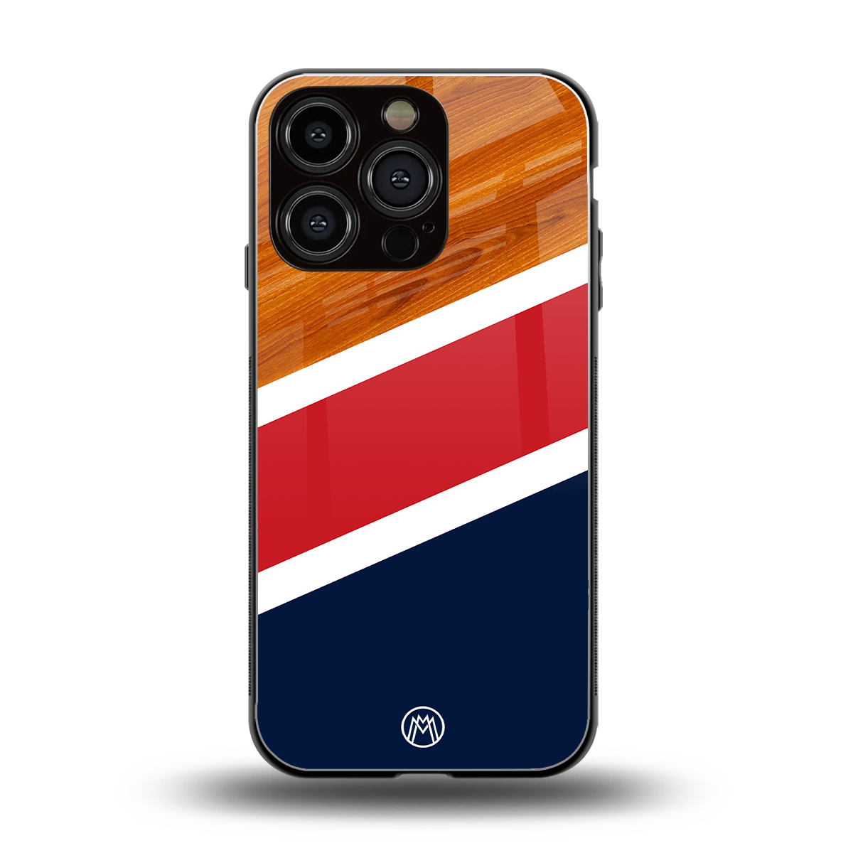 minimalistic wooden pattern back phone cover | glass case for iphone 16 pro