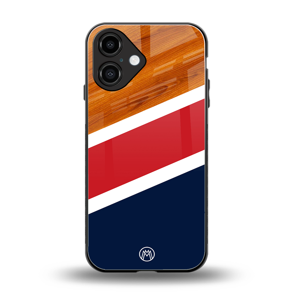 minimalistic wooden pattern back phone cover | glass case for iphone 16