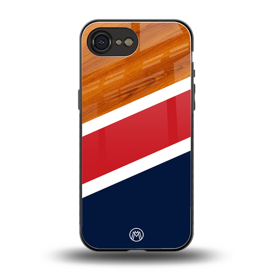 minimalistic wooden pattern back phone cover | glass case for iphone 16e