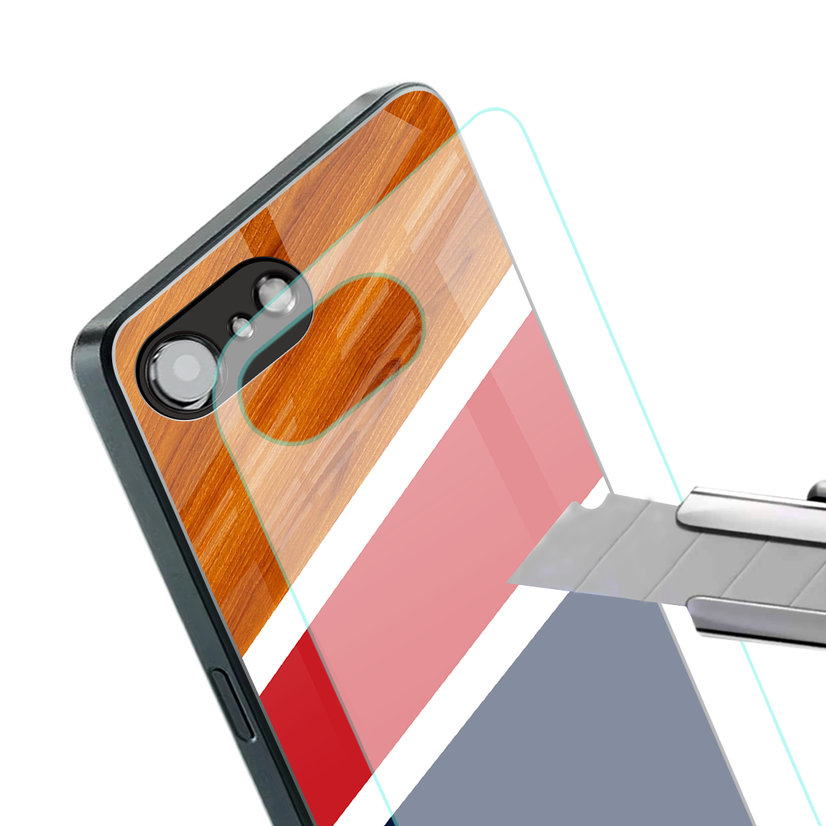 minimalistic wooden pattern back phone cover | glass case for iphone 16e