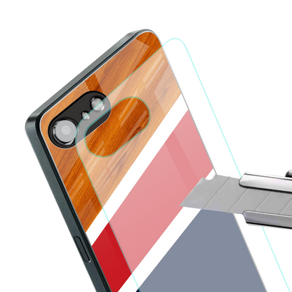 minimalistic wooden pattern back phone cover | glass case for iphone 16e