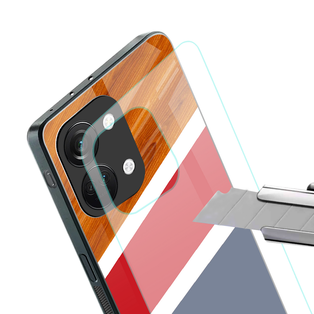 minimalistic wooden pattern back phone cover | glass case for oneplus nord 3