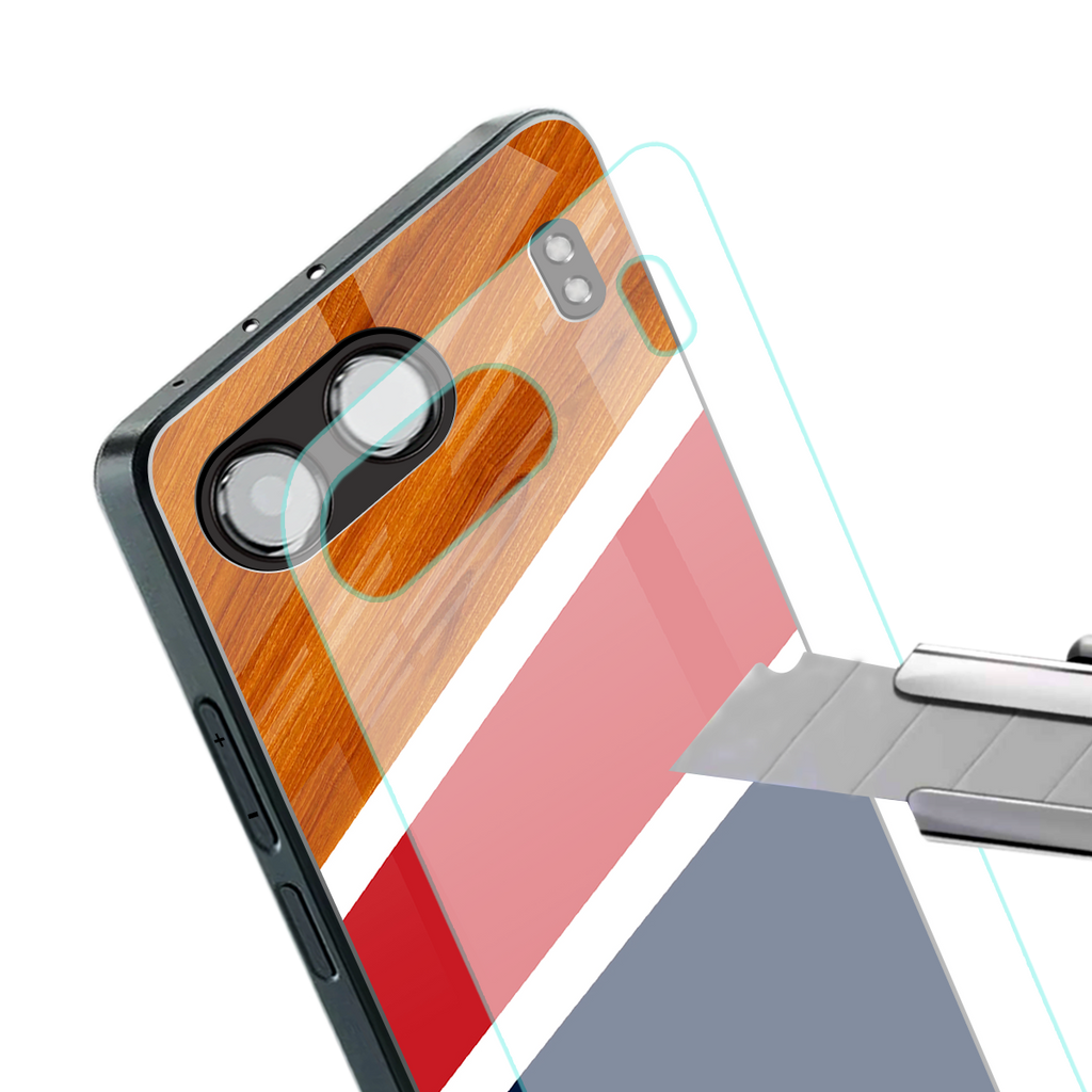 minimalistic wooden pattern back phone cover | glass case for oneplus nord 4