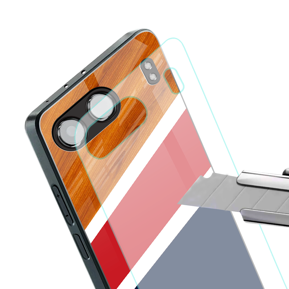 minimalistic wooden pattern back phone cover | glass case for oneplus nord 4