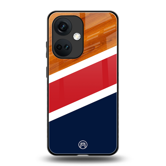 minimalistic wooden pattern back phone cover | glass case for oneplus nord ce 3