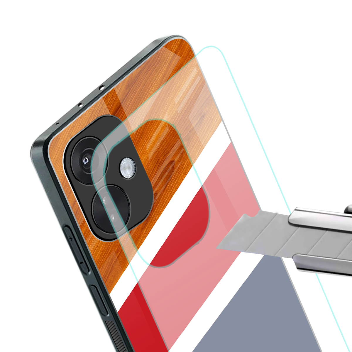 minimalistic wooden pattern back phone cover | glass case for oneplus nord ce 3