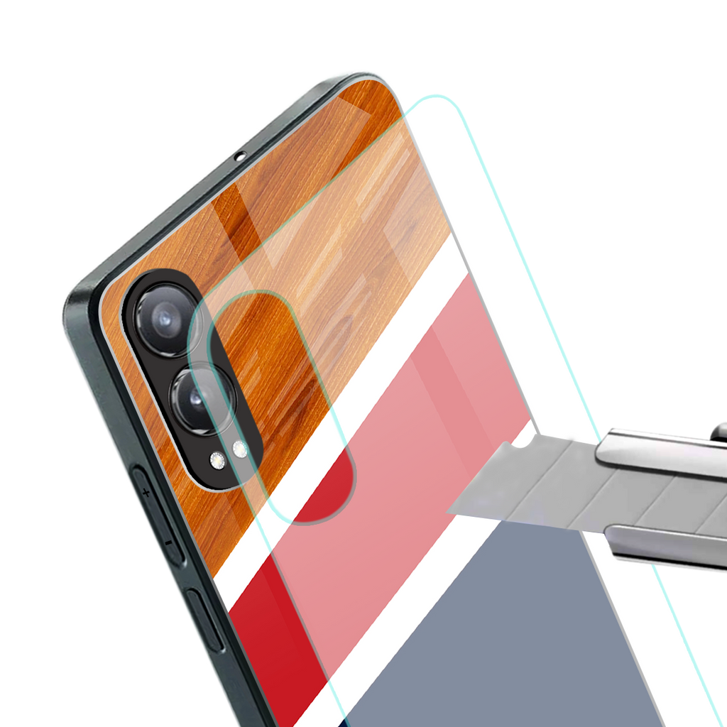 minimalistic wooden pattern back phone cover | glass case for oneplus nord ce 4 lite