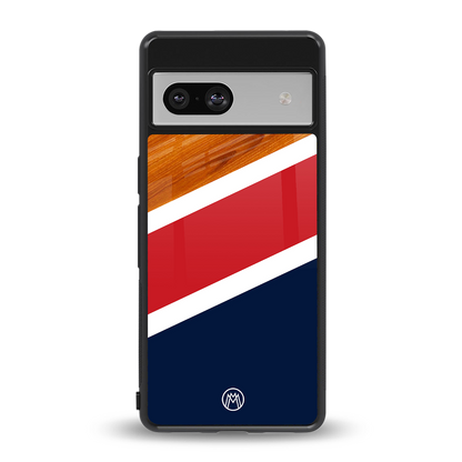 minimalistic wooden pattern back phone cover | glass case for Google Pixel 7A