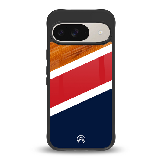 minimalistic wooden pattern back phone cover | glass case for google pixel 9