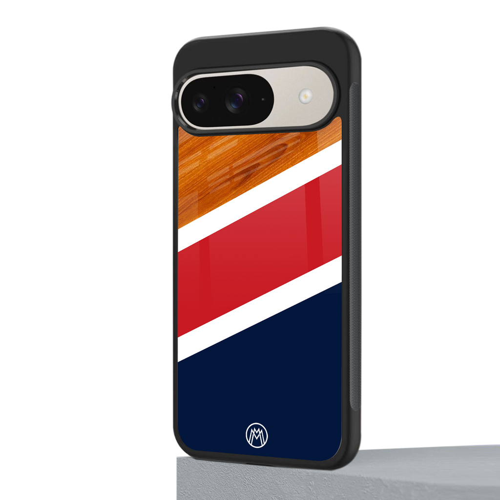 minimalistic wooden pattern back phone cover | glass case for google pixel 9