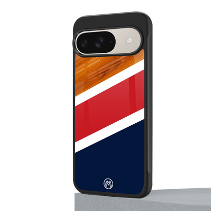 minimalistic wooden pattern back phone cover | glass case for google pixel 9