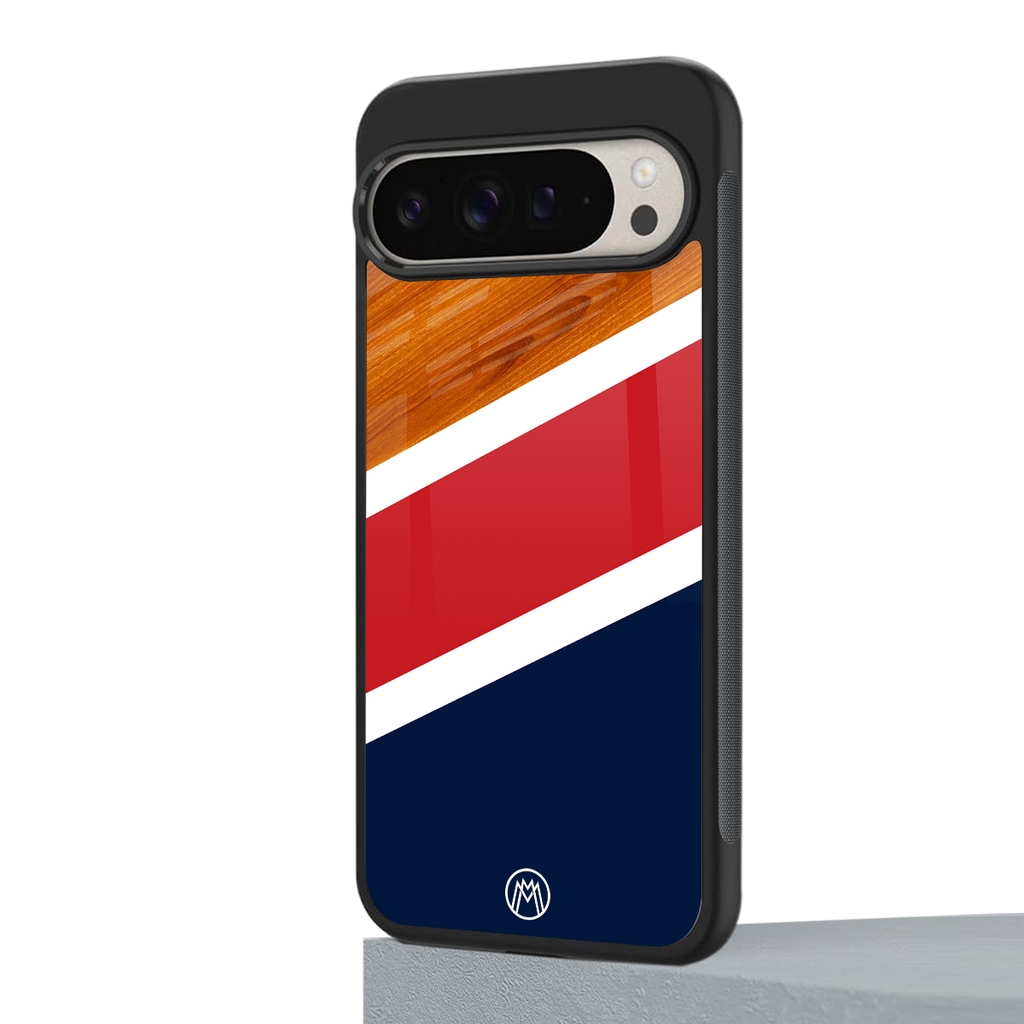 minimalistic wooden pattern back phone cover | glass case for google pixel 9 pro