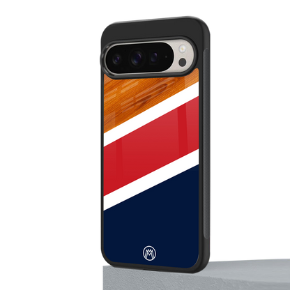 minimalistic wooden pattern back phone cover | glass case for google pixel 9 pro xl