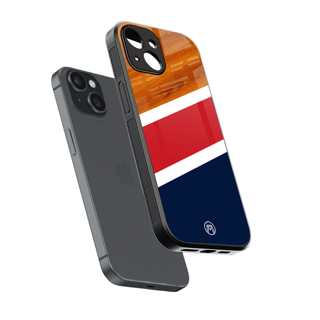 minimalistic wooden pattern back phone cover | glass case for iphone 15